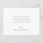 Postale Carte de Remerciement de Mariage à Script Minimali (Dos)