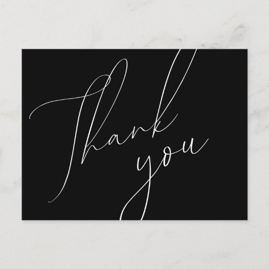 Postale Carte de Remerciement de Mariage à Script Minimali (Devant)