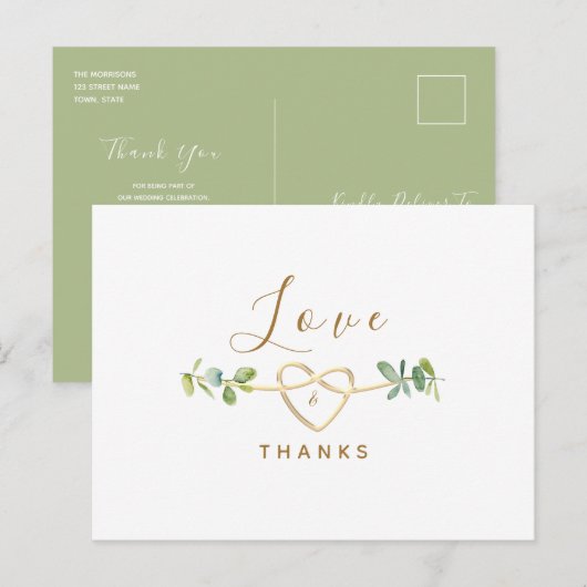 Postale Carte de remerciement de mariage au eucalyptus (Devant / Derrière)