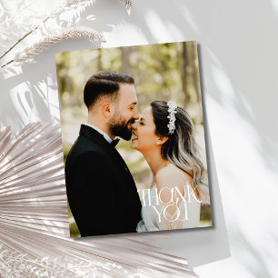Postale Carte de remerciement de mariage avec photo élégan