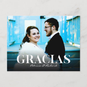 Postale Carte de remerciement de mariage avec police moder