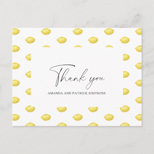 Postale Carte de remerciement de mariage Citron Citrus (Devant)