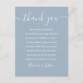 Postale Carte de remerciement de mariage Dusty Blue Script (Devant)