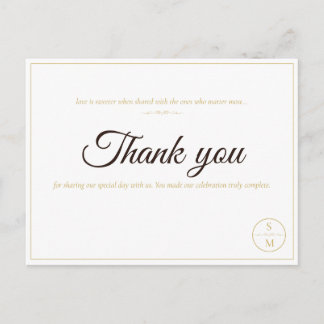 Postale Carte de remerciement de mariage élégante avec mon
