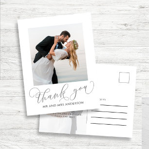 Postale Carte de remerciement de mariage élégante avec pho