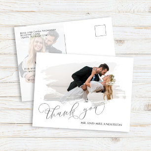 Postale Carte de remerciement de mariage élégante avec pho