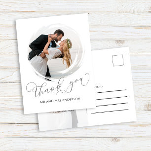 Postale Carte de remerciement de mariage élégante avec pho