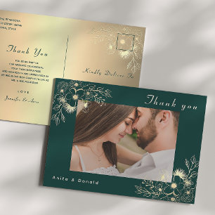Postale Carte de remerciement de mariage élégante avec pho