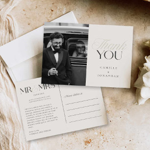Postale Carte de remerciement de mariage élégante moderne