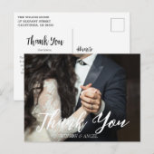 Postale Carte de remerciement de mariage en écriture éléga (Devant / Derrière)