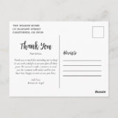 Postale Carte de remerciement de mariage en écriture éléga (Dos)