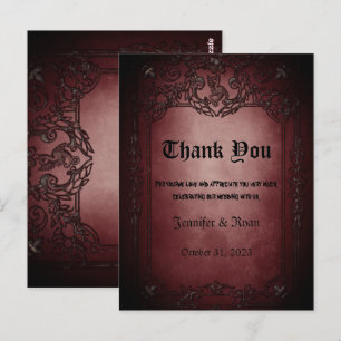 Postale Carte de remerciement de mariage gothique élégant