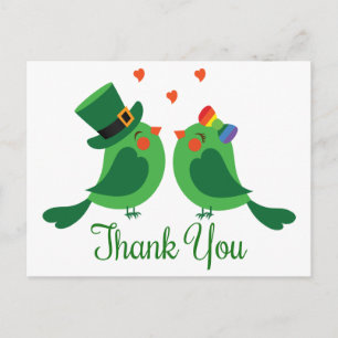 Postale Carte de remerciement de mariage Green & White Lov