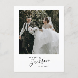 Postale Carte de remerciement de mariage minimaliste pour 