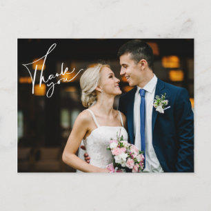Postale Carte de remerciement de mariage moderne avec phot