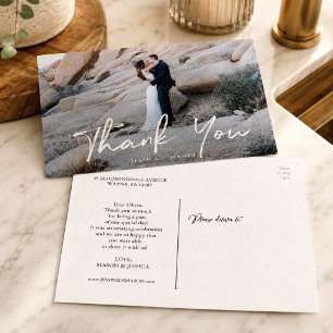 Postale Carte de remerciement de mariage moderne personnal