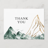 Carte de remerciement de mariage Montagne Verte et