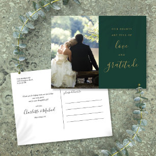 Postale Carte de remerciement de mariage photo avec écritu