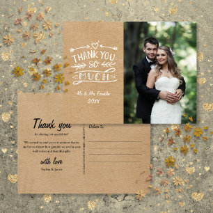 Postale Carte de remerciement de mariage photo Bohème Kraf