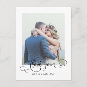 Postale Carte de remerciement de mariage photo Calligraphi