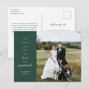 Postale Carte de remerciement de mariage photo Coeurs plei