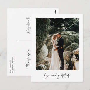 Postale Carte de remerciement de mariage photo de gratitud