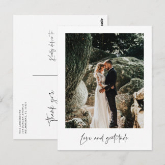Postale Carte de remerciement de mariage photo de gratitud
