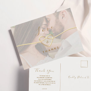 Postale Carte de remerciement de mariage photo élégante mo