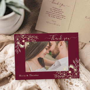 Postale Carte de remerciement de mariage photo florale de