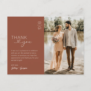 Postale Carte de remerciement de mariage photo orange brûl