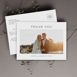 Postale Carte de remerciement de mariage photo simple mode