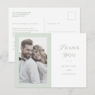Postale Carte de remerciement de mariage photo vert sauge