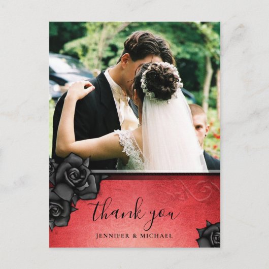 Postale Carte de remerciement de mariage Red Gothic Hallow (Devant)