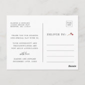 Postale Carte de remerciement de mariage vert botanique de (Dos)