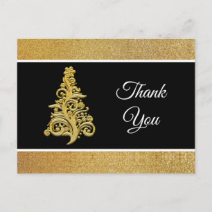 Postale Carte de remerciement de Noël élégante avec paille