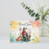 Postale Carte de remerciement de pêche avec garçon qui pêc (Debout devant)