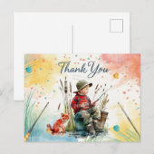 Postale Carte de remerciement de pêche avec garçon qui pêc (Devant / Derrière)