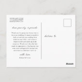 Postale Carte de remerciement de photo de mariage (Dos)