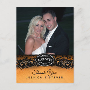 Postale Carte de remerciement de photo LOVE en dentelle él