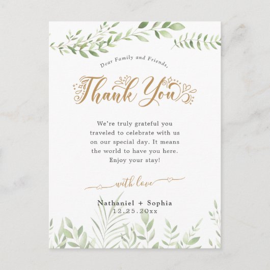 Postale Carte de Remerciement de Réception à Aquarelle de  (Devant)