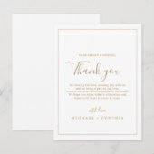 Postale Carte de Remerciement de Réception à Cadre Doré Mi (Devant / Derrière)