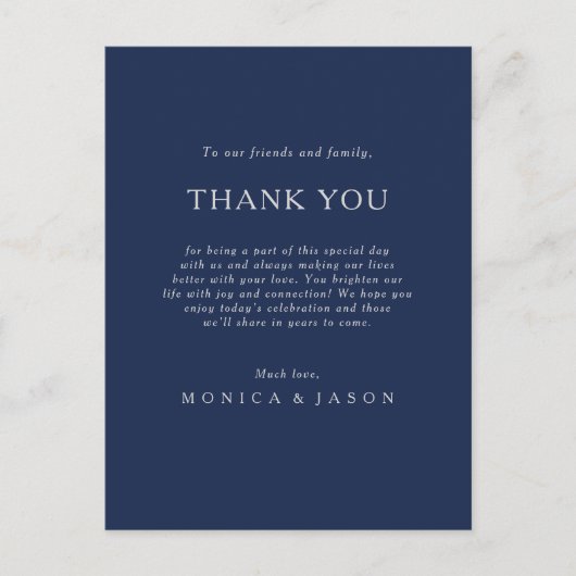 Postale Carte de remerciement de réception classique bleu  (Devant)