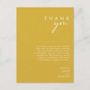 Postale Carte de Remerciement de Réception Or Minimaliste 