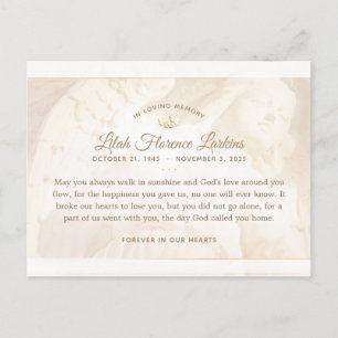 Postale Carte de remerciement de sympathie Ange de Lumière