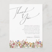 Postale Carte de remerciement de table de prairie de Fleur (Devant)