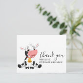 Postale Carte de remerciement de veau bébé dessin animé mi (Debout devant)