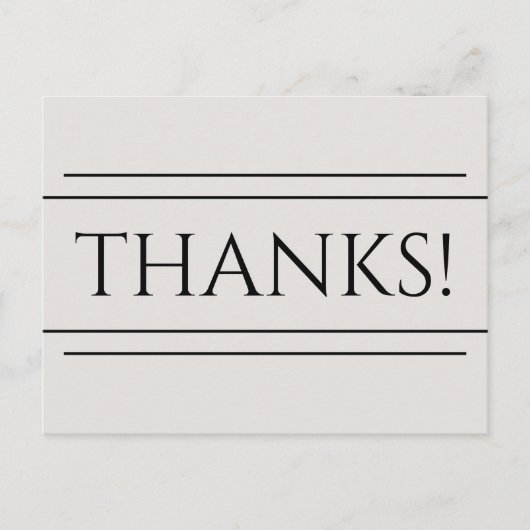 Postale Carte de remerciement élégante "MERCI !" (Devant)