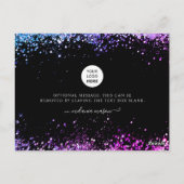 Postale Carte de remerciement élégante noire à paillettes (Dos)