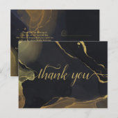 Postale Carte de remerciement en marbre noir et or (Devant / Derrière)