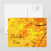 Postale Carte de remerciement Érable Jaune (Devant / Derrière)